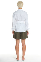 LONG SLEEVE COTTON SHIRT WITH DOUBLE BELT, TIED ON THE FRONT