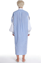 PRINTED LONG COTTON SHIRT WITH LONG SLEEVES WITH CUTTINGS AND BUTTONING, INTERESTING CUT ON THE COLLAR AND LONGER BACK