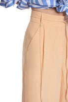 LONG HIGH-WAISTED PANTS WITH THIN BELT AND DETAILS IN FRONT