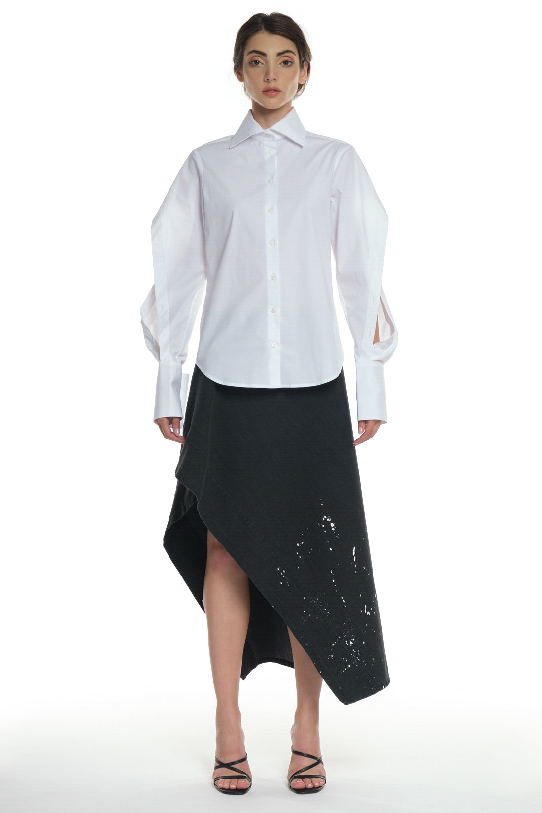 LONG SLEEVE SHIRT WITH CUTTINGS ON THE SLEEVES AND BUTTONING