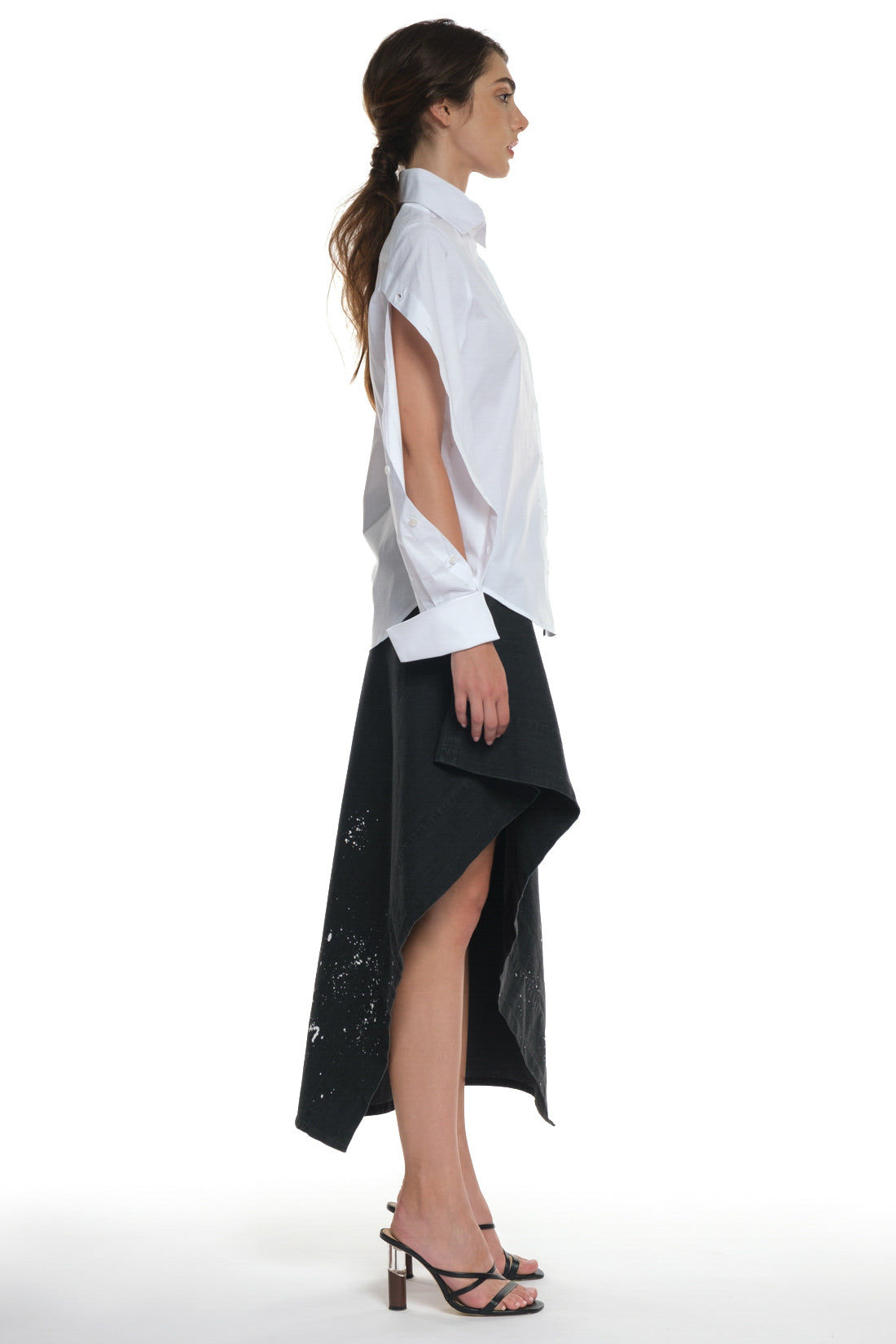 LONG SLEEVE SHIRT WITH CUTTINGS ON THE SLEEVES AND BUTTONING
