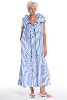 LONG SHIRT-DRESS WITH MANY FOLDINGS, BUTTONING IN FRONT