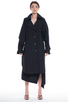 RAIN PROOF TRENCH COAT WITH LONG SLEEVES, BIG COLLAR, IN FRONT BUTTONING