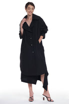 RAIN PROOF TRENCH COAT WITH LONG SLEEVES, BIG COLLAR, IN FRONT BUTTONING